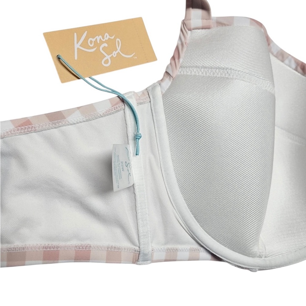 Kona Sol NWT 22W Women's Plus Size Underwire Plaid Swim Top - Picture 8 of 12